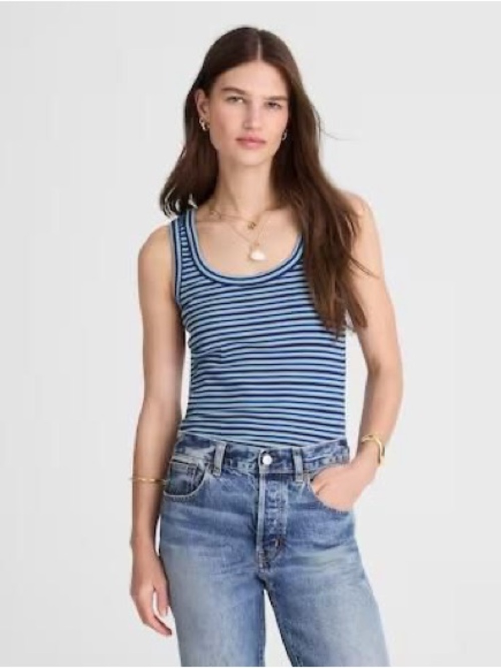 Madewell (Re)generative Cotton Ribbed Scoopneck Tank in Supima Cotton